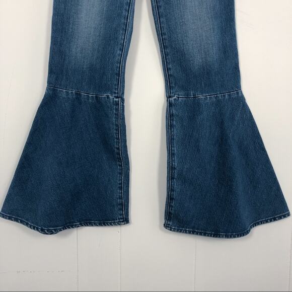 Frame Denim Flounce Flare Jean Crop High Rise Size 24 Copeland Blue Medium Wash - Picture 7 of 16
